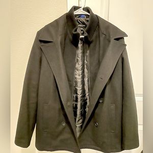 Kenneth Cole Pea Coat , Size:M , Color Black, with mock Zip Up